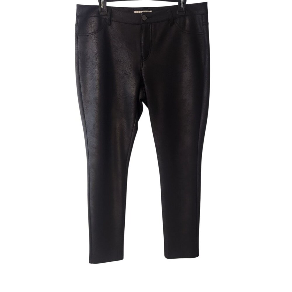 Dex Faux Leather Pants Black Sexy Hot Pants Crackle Look Womens 32‎ (38x28.5)